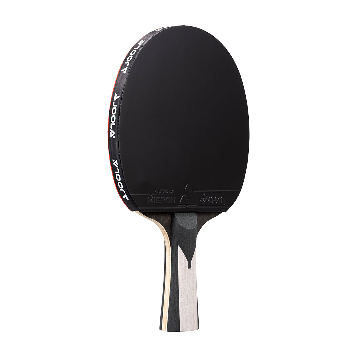 Black JOOLA table tennis racket with brand name on a white background.