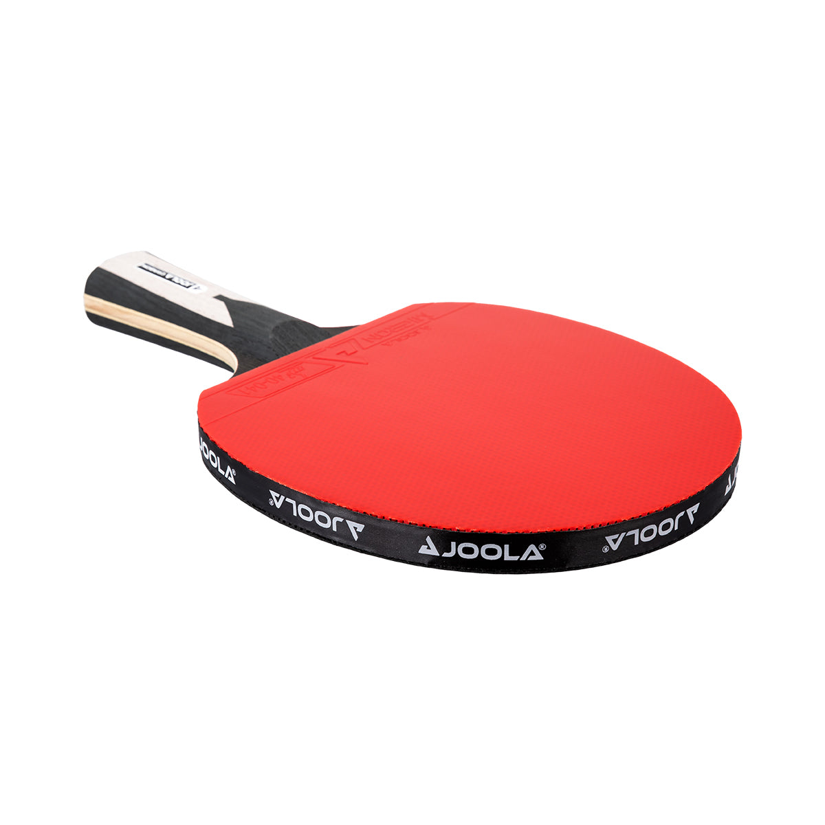 JOOLA Red table tennis racket with black handle and JOOLA branding on a white background.