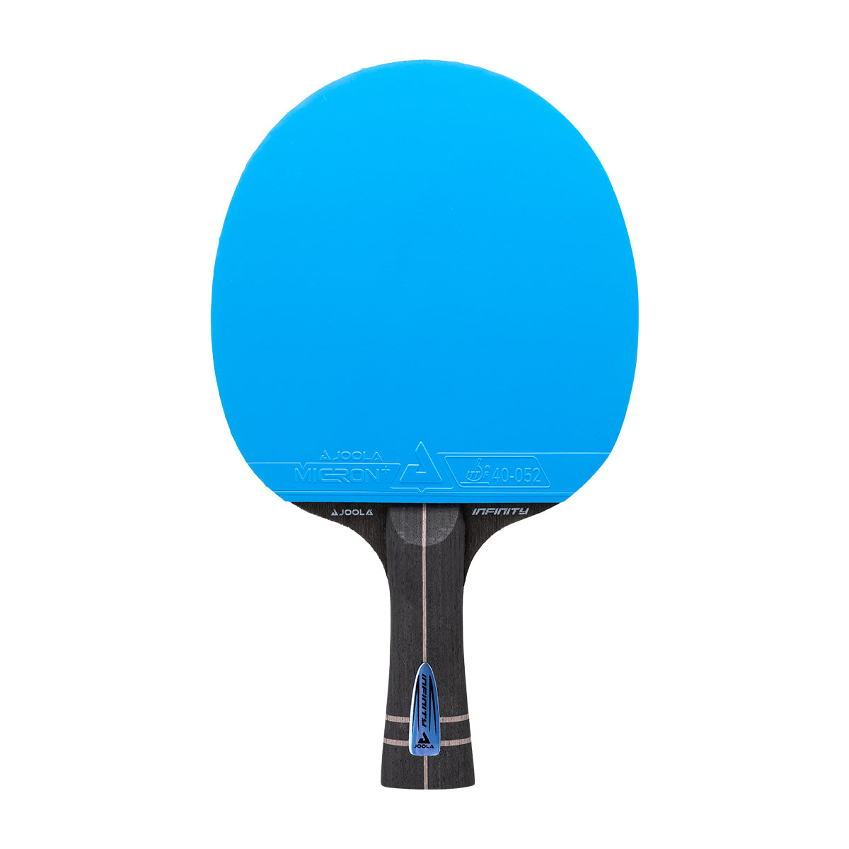 Blue ping pong paddle on a white background