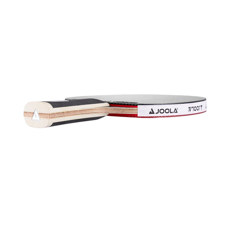 White bakground, JOOLA Infinity Z 34 table tennis racket with black surface.