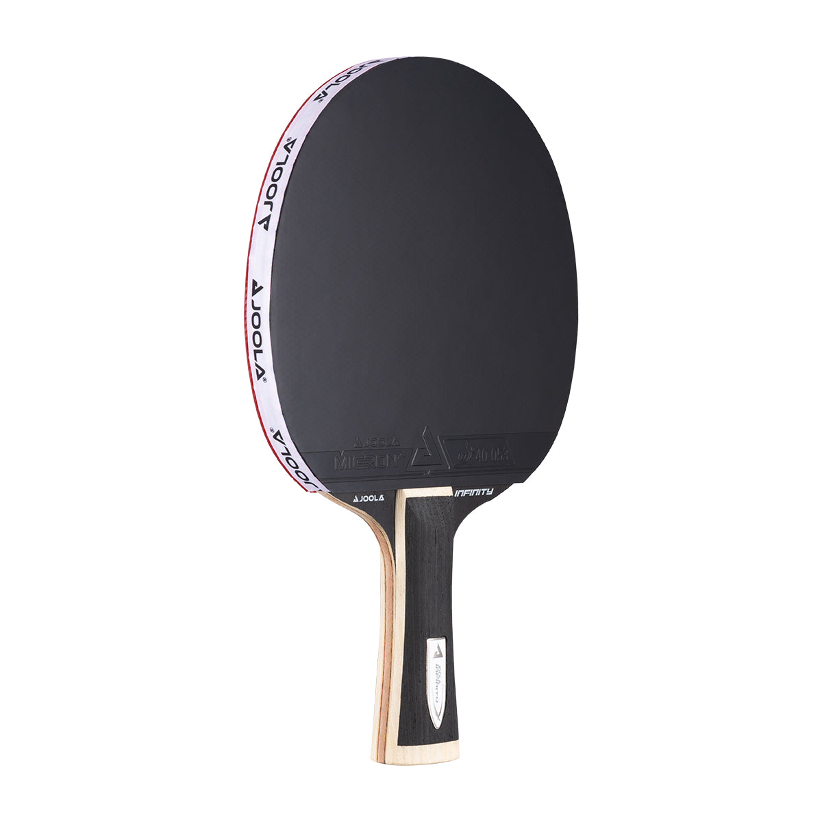 White background, JOOLA Infinity-Z Bottom 34 table tennis racket, black surface.