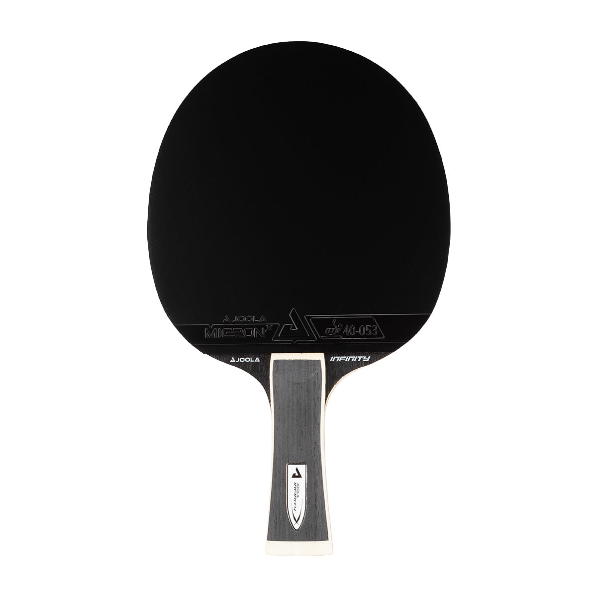 White background, JOOLA table tennis racket with a black surface.