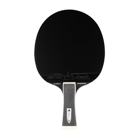 White background, JOOLA table tennis racket with a black surface.