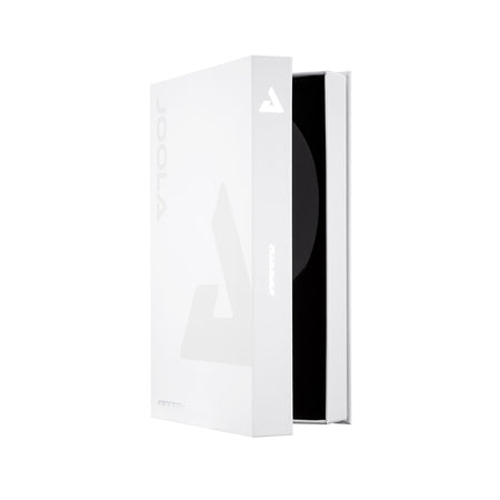 White rectangular box for a JOOLA table tennis racket with a black interior on a white background.