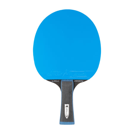 White background, JOOLA Infinity GL Table Tennis Racket with a blue surface and gray and blue handle.
