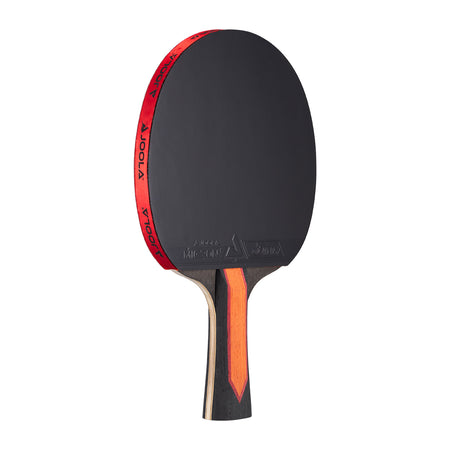 Black JOOLA table tennis racket with black handle on a white background.