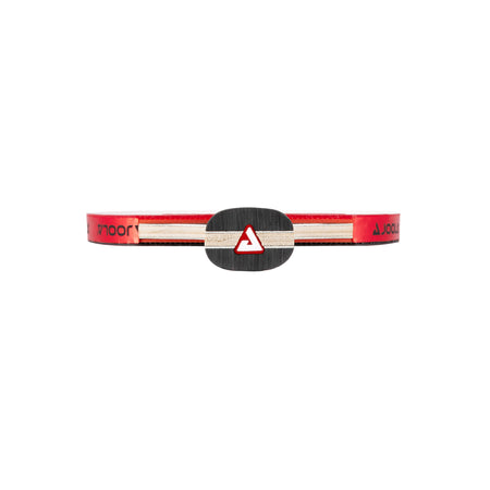 White background, JOOLA Carbon  X Table Tennis Racket in black, red and white.