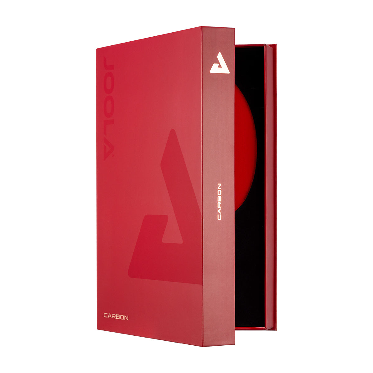 Red table tennis racket in a red box with a white background.