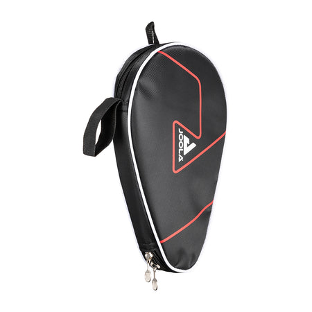 White background, JOOLA table tennis case with black, red and white.