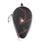Black, red and white table tennis racket bag.
