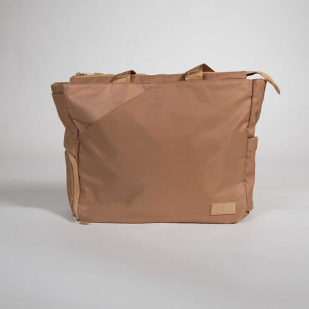 Brown bag with a visible JOOLA brand label on a light gray background