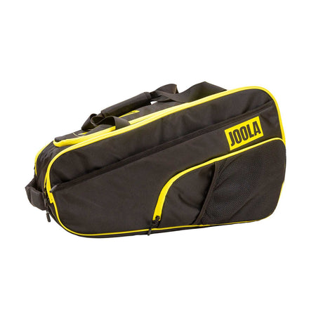 Black and yellow JOOLA Tour Elite sports bag with JOOLA logo on a white background
