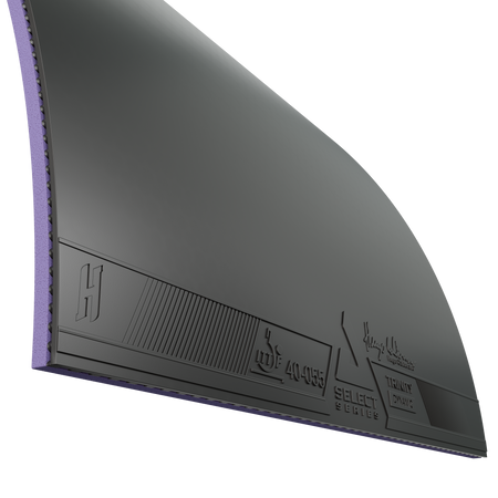 Close up image of a sheet of black JOOLA Trinity Hugo Calderano table tennis rubber.