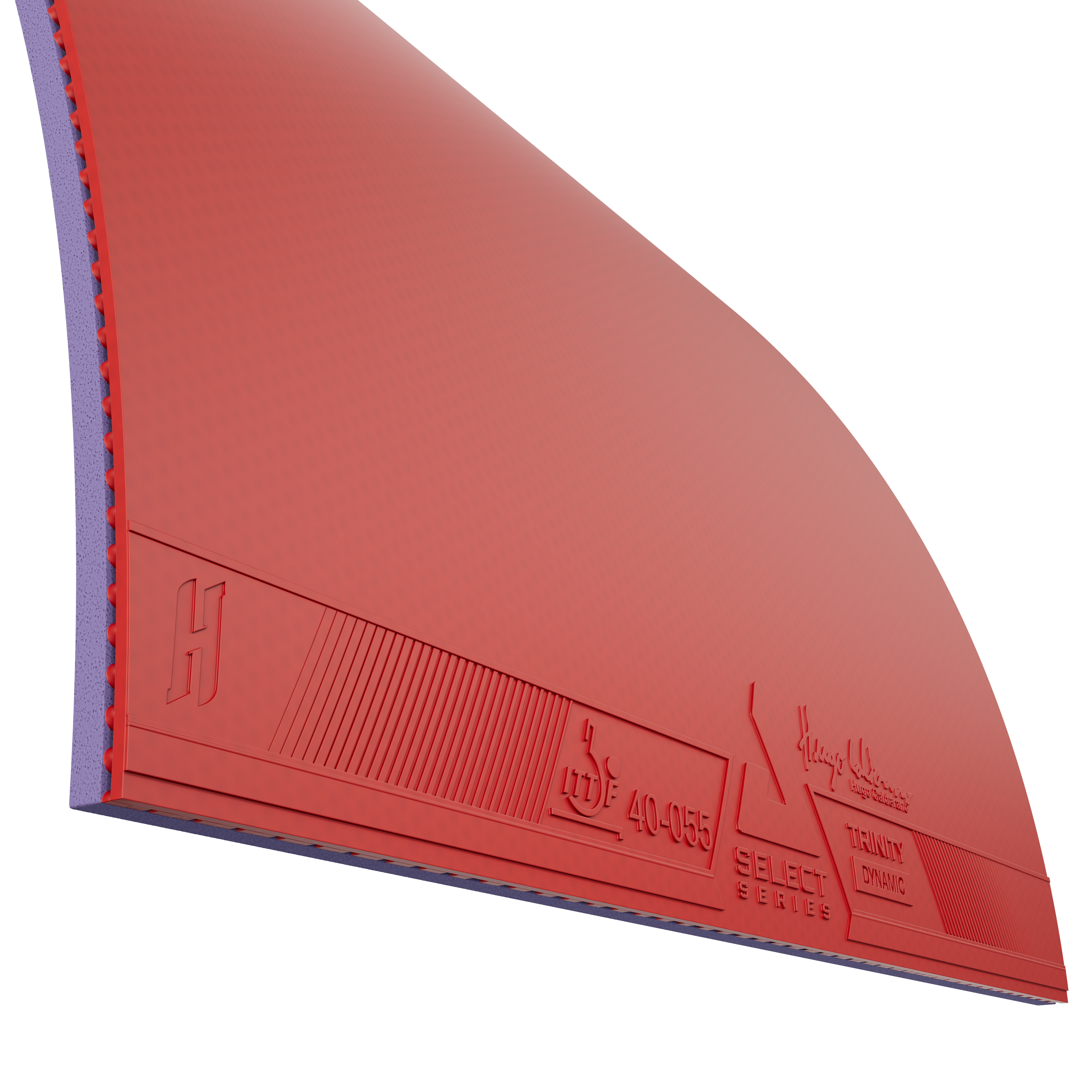 Image of a red sheet of JOOLA Trinity Hugo Calderano table tennis rubber.
