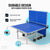 Blue table tennis table with features highlighted on a white background