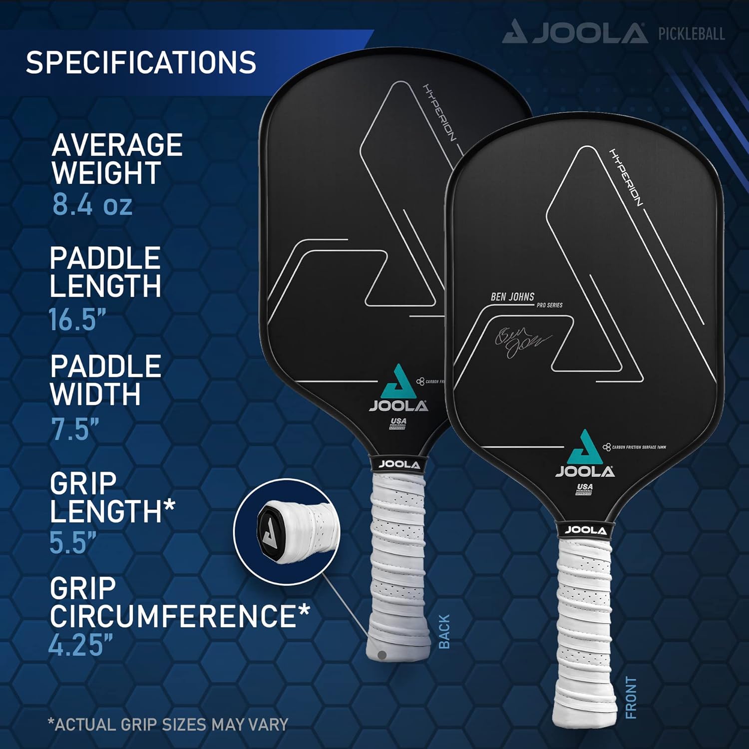 Ben Johns Hyperion CFS 16 Pickleball Paddle: análisis técnico Pala de pickleball JOOLA Ben Johns Hyperion CFS 16, imagen del producto 7