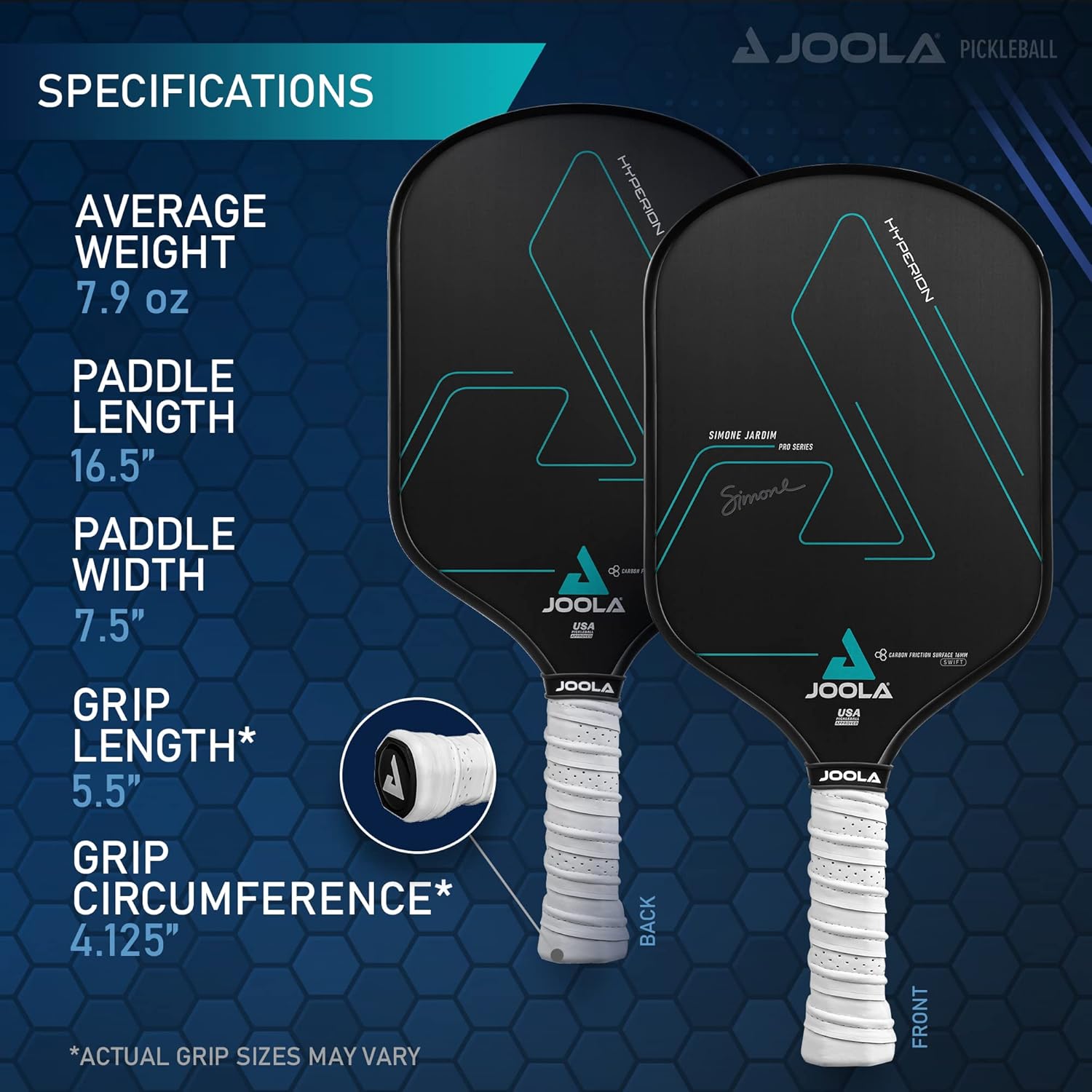 JOOLA Simone Jardim Hyperion CFS 16 Swift Pickleball Paddle