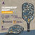 Camouflage pickleball paddle with JOOLA branding and feature text on a gray background