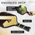 JOOLA Inforgraphic highlighting the non-slip, ideal comfort, and increased shock absorption that comes with the hand of the JOOLA Stratos pickleball paddle.