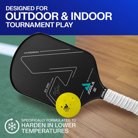 JOOLA Inforgraphic of the JOOLA Primo ball 'Designed for Outdoor & Indoor Tournament Play.