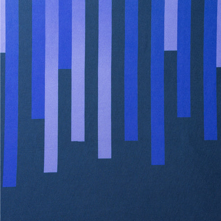 Pattern of blue and purple vertical bars on a dark blue background