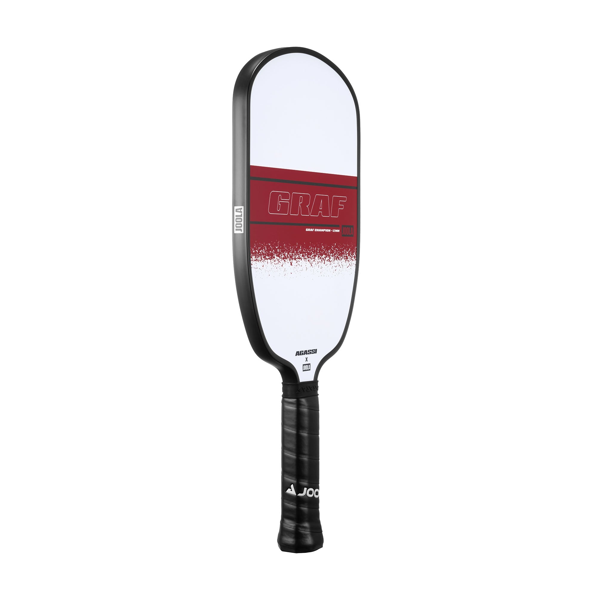 White background, side view of the Agassi x JOOLA Graf Champion Pickleball paddle.