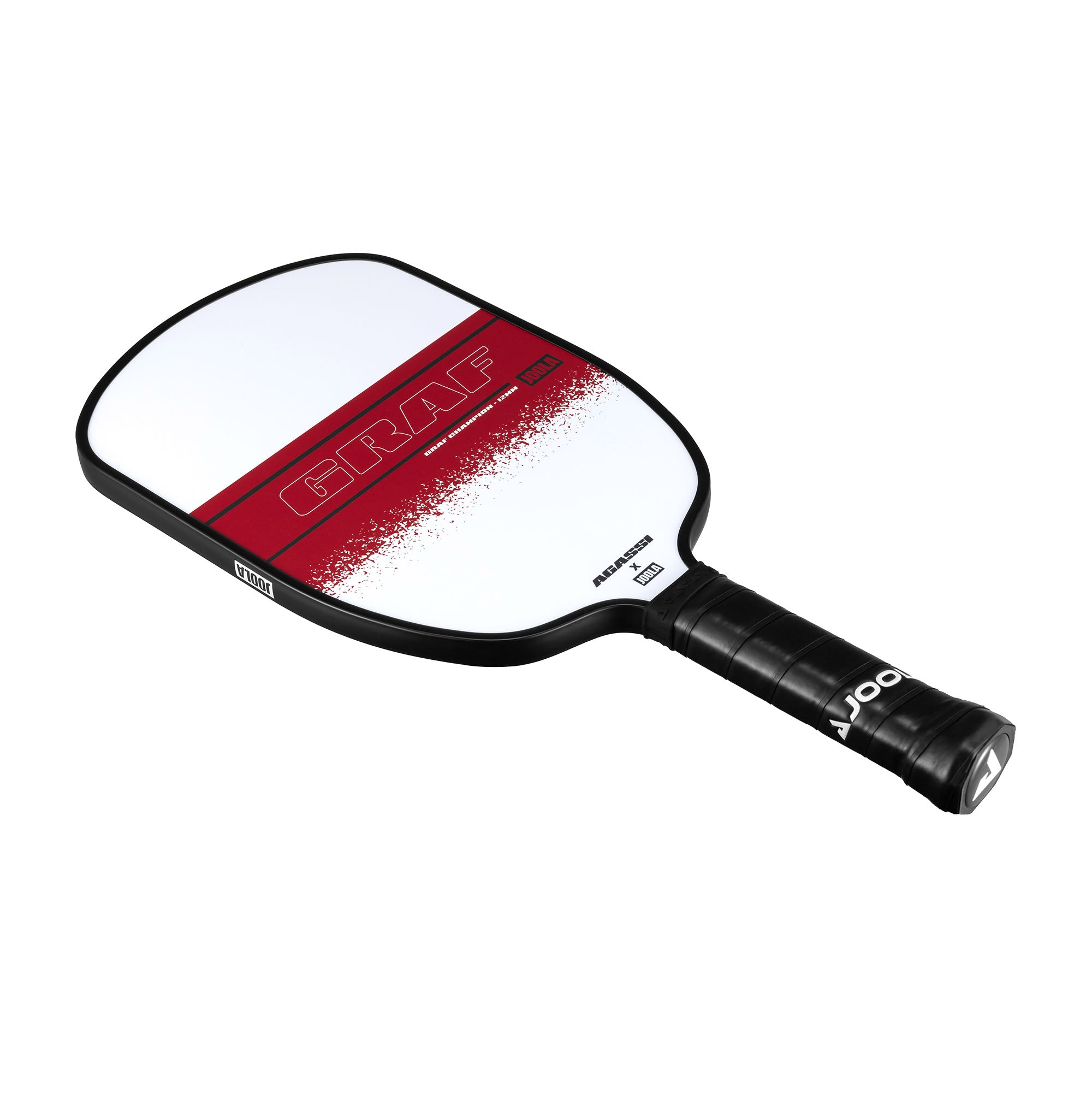 White background, side view of the Agassi x JOOLA Graf Champion Pickleball paddle.