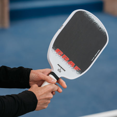 Close up image of the JOOLA Agassi x Graf pickleball paddle.