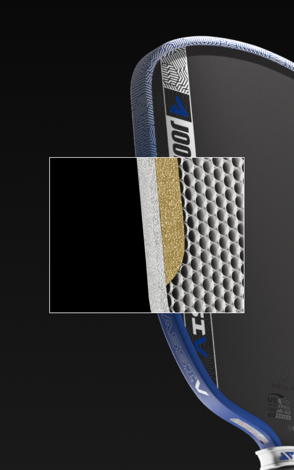 Close up of the Hyperfoam edge wall inside a Agassi Pro V pickleball paddle.