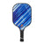 White background, angled viewed of the JOOLA Astro Pickleball Paddle, black handle and a blue and white paddle surface.
