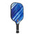 White background, angled viewed of the JOOLA Astro Pickleball Paddle, black handle and a blue and white paddle surface.