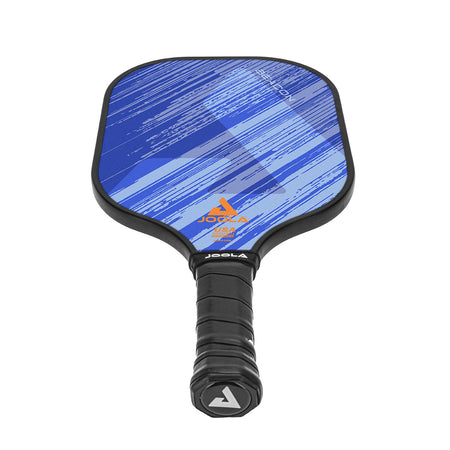 White background, angled product image of the JOOLA Beacon Pickleball Paddle with a black handle and blue JOOLA graphic on the paddle's face.