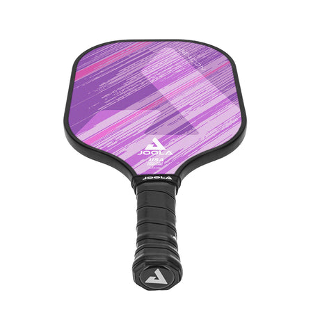 White background, angled product image of the JOOLA Beacon Pickleball Paddle with a black handle and purple JOOLA graphic on the paddle's face.