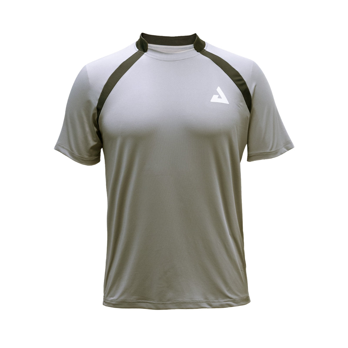 White background, product image showing the JOOLA Camiseta Blocked Reglan Cinza table tennis shirt.