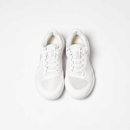 White background, image of a pair of JOOLA R4LLy pickleball shoes in white colorway.
