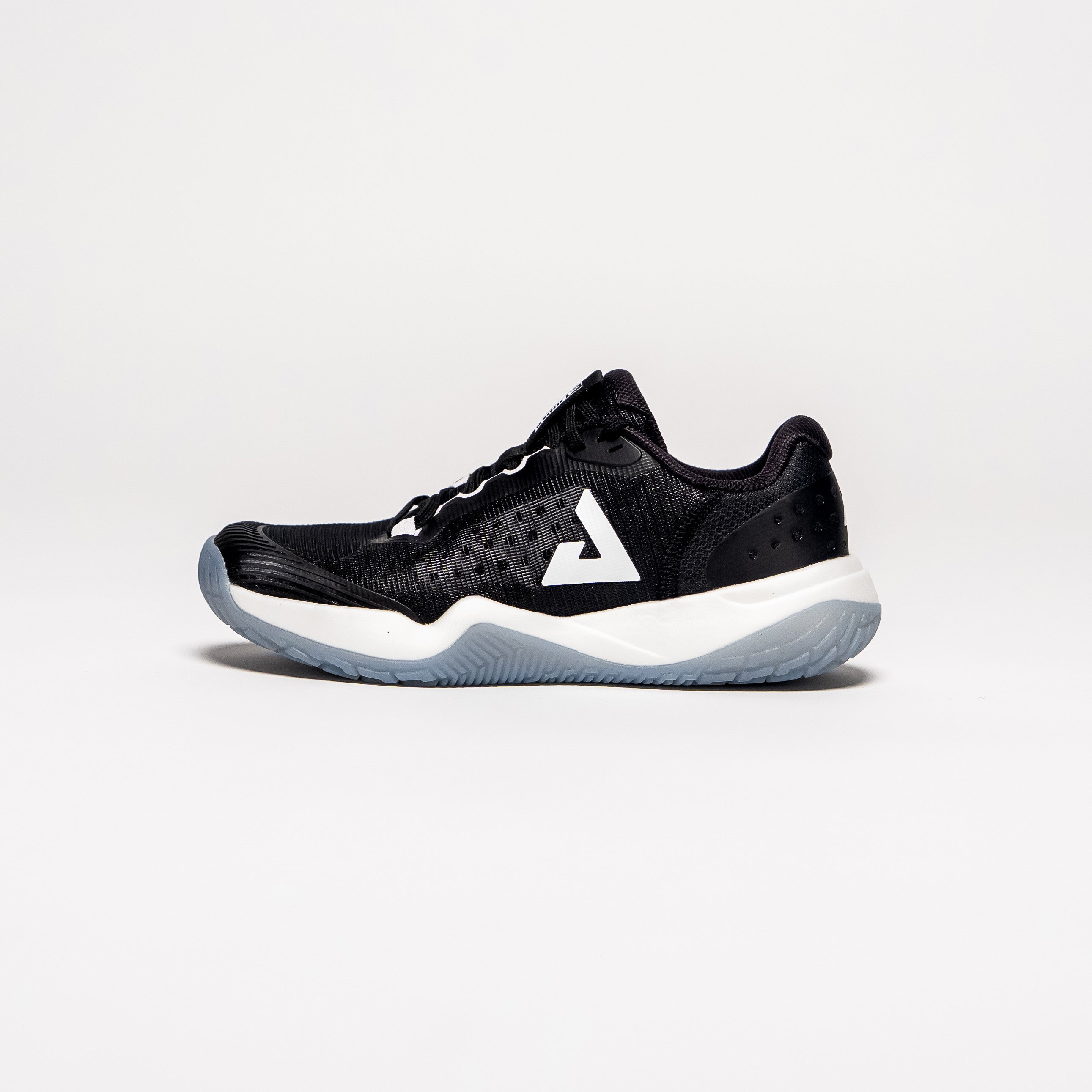 White background, product image of a JOOLA R4LLy pickleball shoe, black colorway.