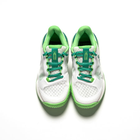 White background, limited-edition green and white women's R4LLy colorway.