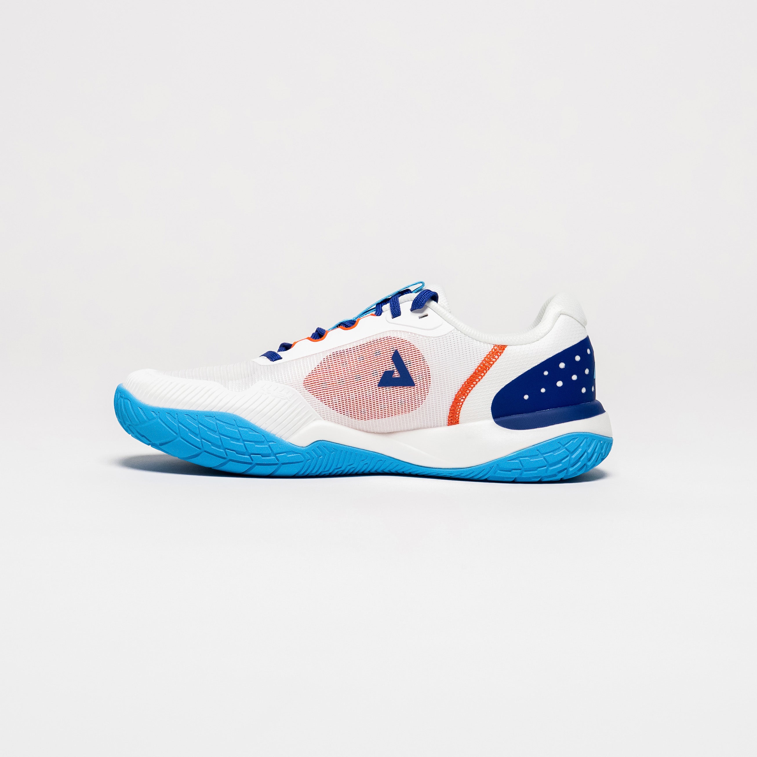 White background, image of the blue and white JOOLA R4LLy pickleball shoe colorway.