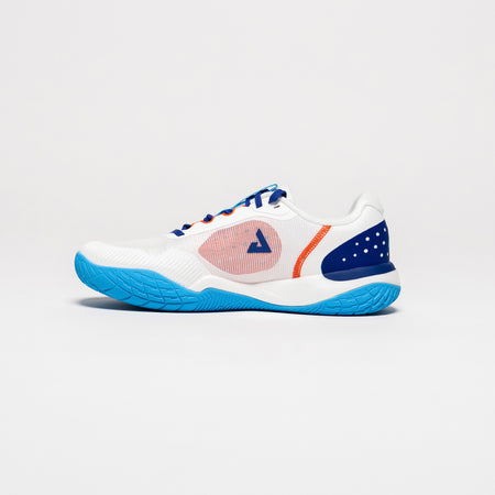 White background, image of the blue and white JOOLA R4LLy pickleball shoe colorway.