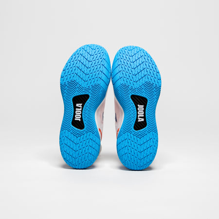 White background, product image showing the blue bottom of the JOOLA R4LLy pickleball shoes.