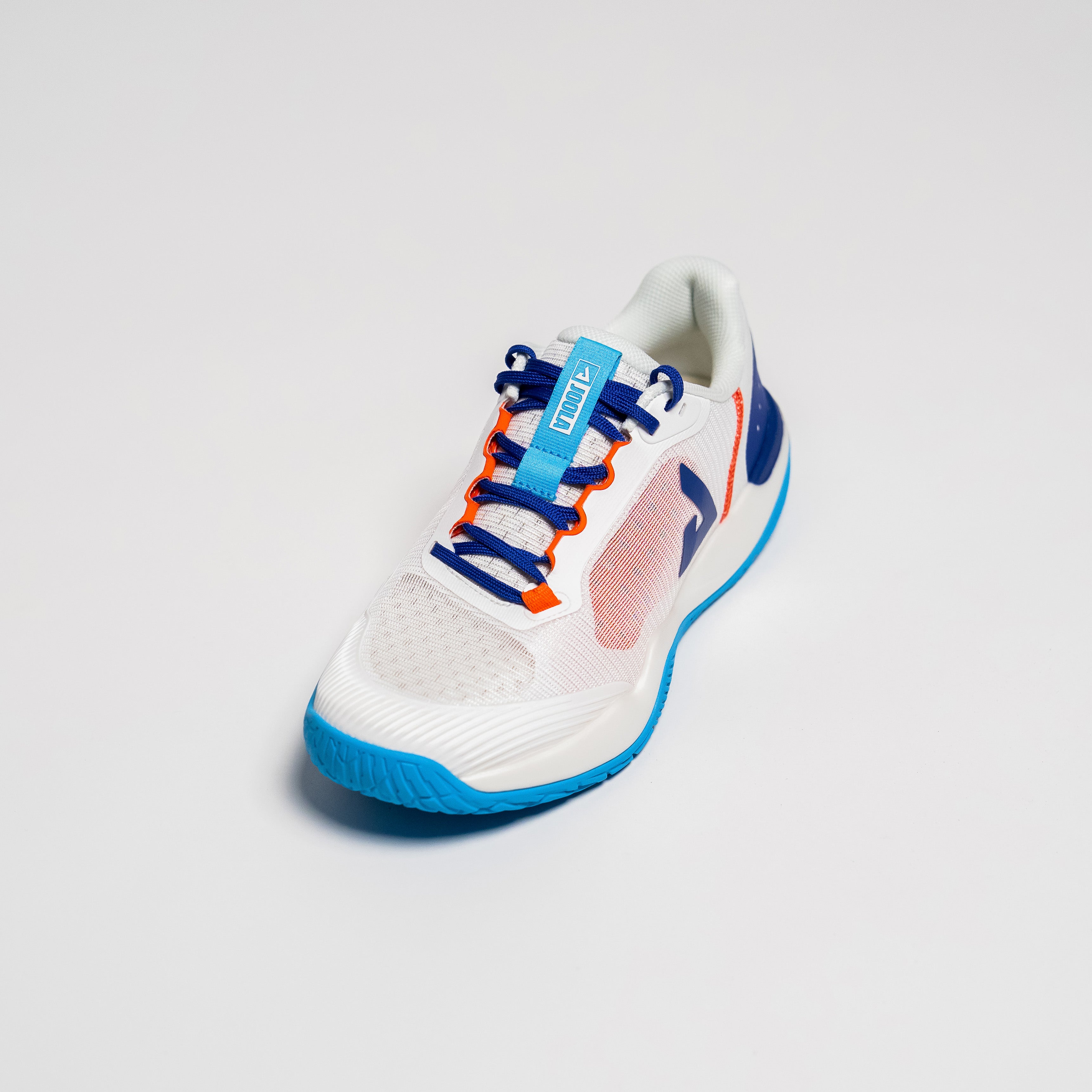 White background, image of the blue and white JOOLA R4LLy pickleball shoe colorway.