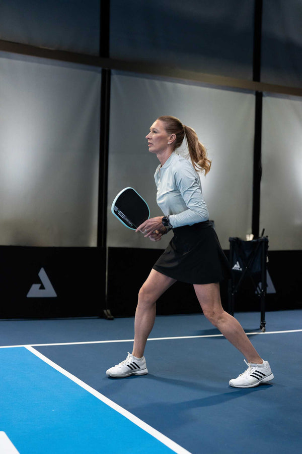 JOOLA Pro Steffi Graf on court with her Graf Pro V signature paddle.