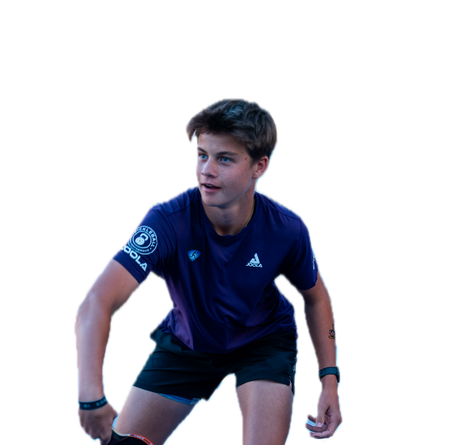 Vector image of JOOLA pro Wil Schaffer on court in JOOLA apparel.