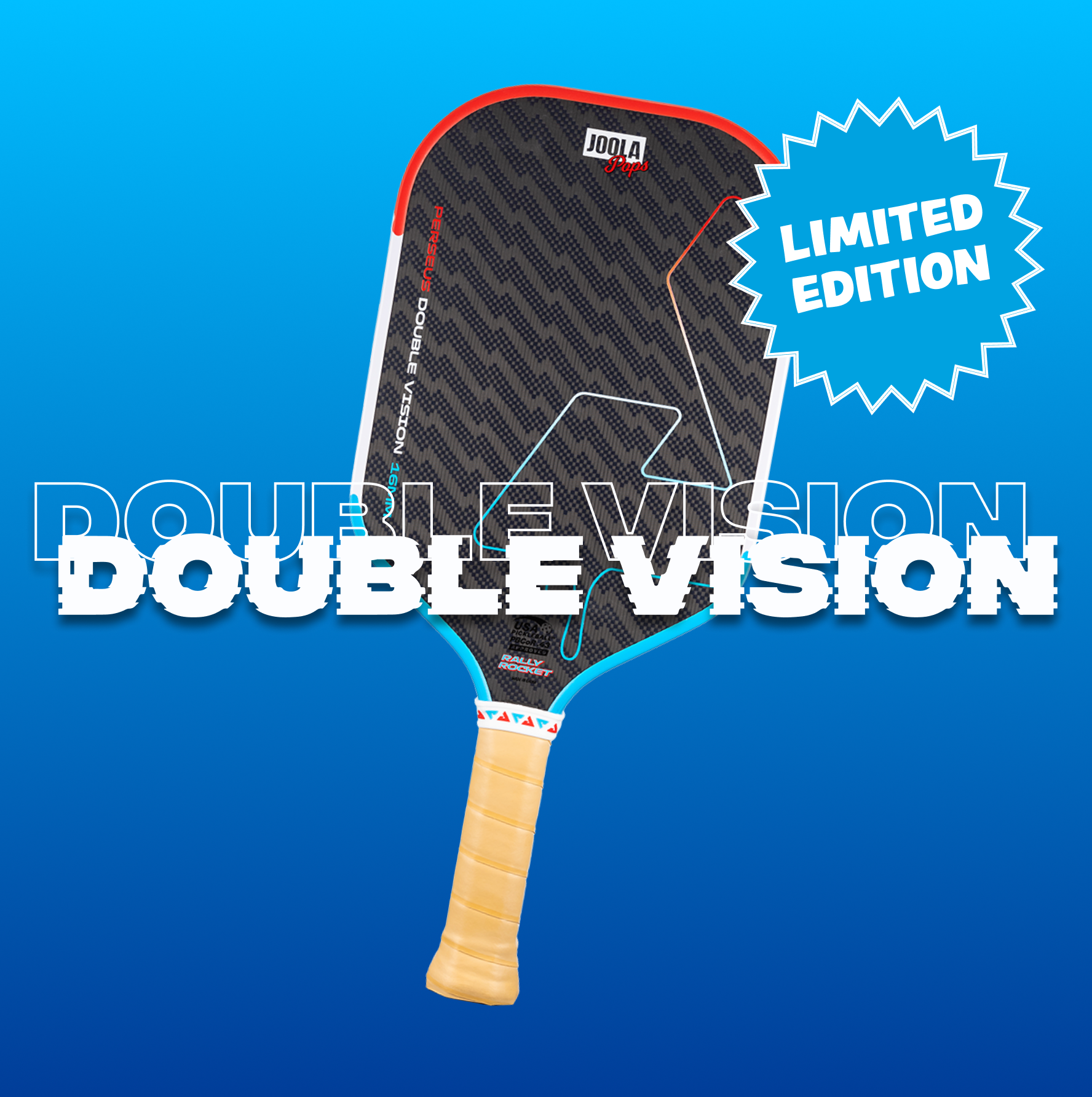 Limited edition JOOLA Double Vision Rally Rocket pickleball paddle.