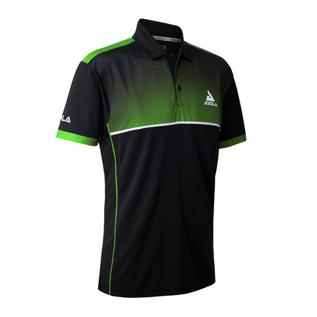 White Background Image: JOOLA Edge Polo in Black/Green, side angle #Black/Green