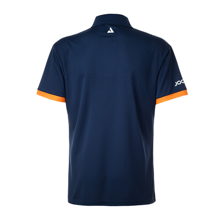 White Background Image: JOOLA Edge Polo in Navy/Orange, back #Navy/Orange