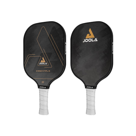 Product photo showing the front and back of the Black JOOLA Essentials Pickleball Paddle from an angle #Black