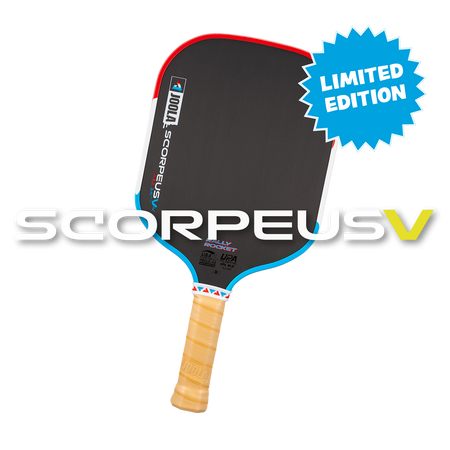 JOOLA Rally Rocket Pickleball paddle with 'Scorpeus V' branding and 'Limited Edition' label on a white background
