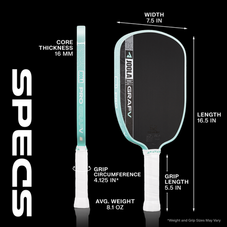 Updated Graf Pro V 16mm pickleball paddle specs.