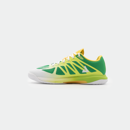 White background, product image showing the side of a JOOLA TT SM4SH table tennis shoe.